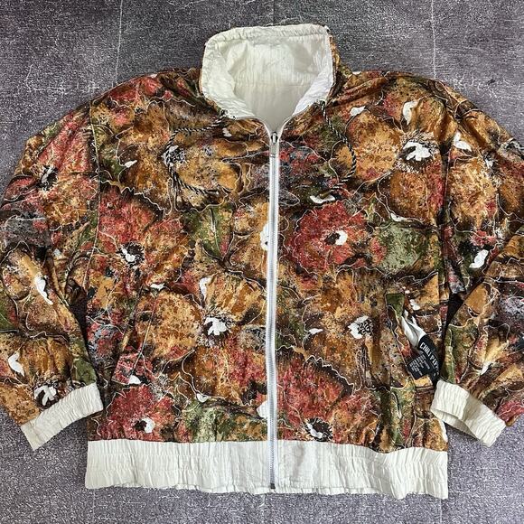 Women's Vintage 90's Chili Pepper Suede Fall Lef Reversible Track Jacket Sz S - Picture 1 of 6